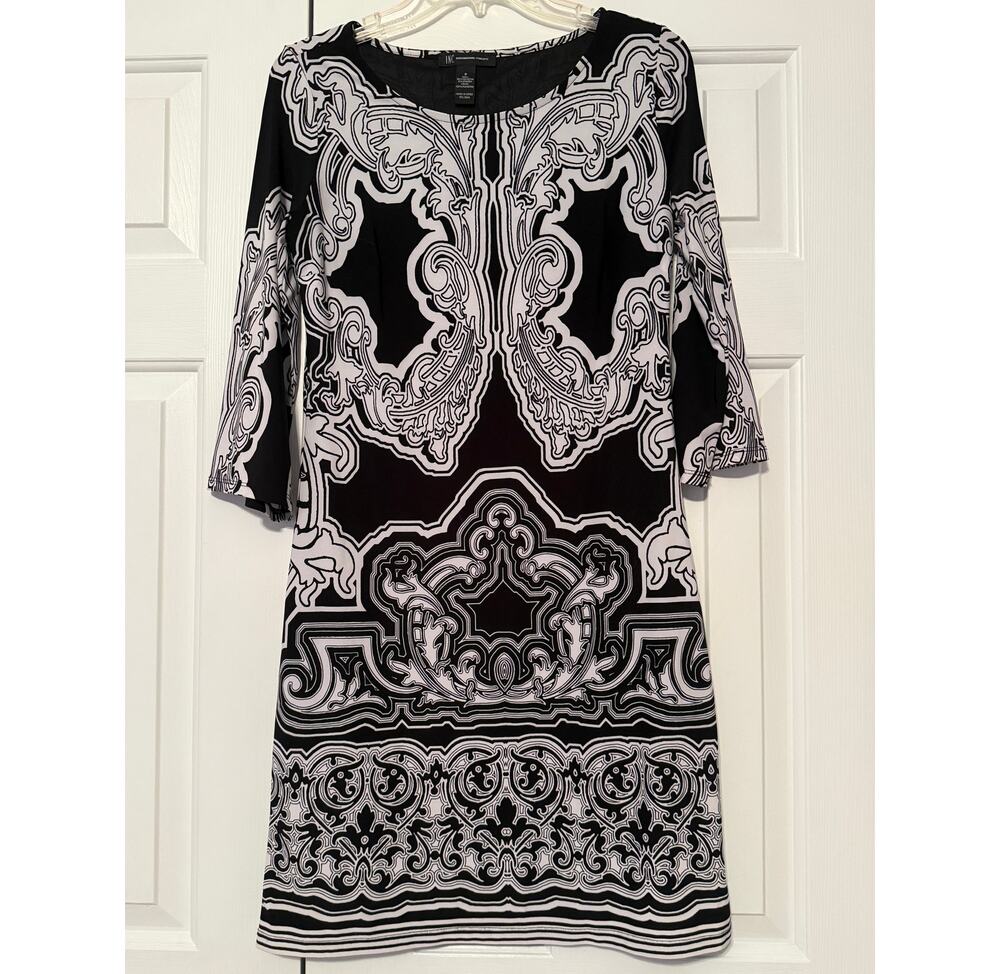 Women's International Concepts Black & White Printed Dress, Size S